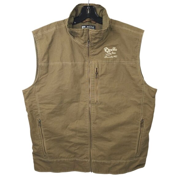 KÜHL Burr Vest Full Zip Mens Size XXL Vintage Patina Dye Khaki Double S Inc Logo - Picture 1 of 16